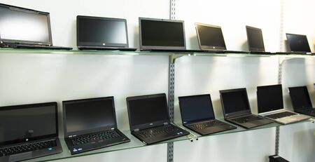 computer shop, laptop, conceptの写真素材