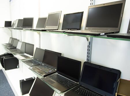 computer shop, laptop, conceptの写真素材