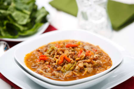 Lentils with Green Saladの写真素材