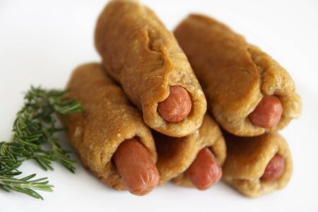 Delicious dumplings with sausage in it.