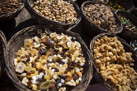 Different kinds of nuts.の写真素材