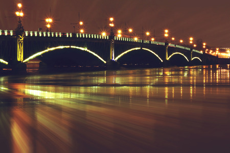 Night Palace Bridge St. Petersburg, Russiaの写真素材