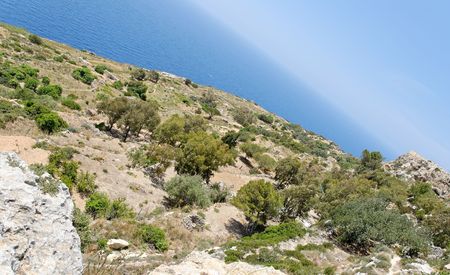 Angled view of the plateau above Dingli Cliffs on Malta.  の写真素材