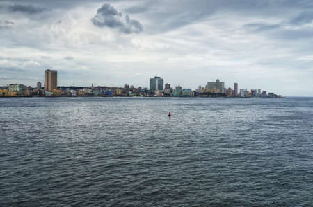 View from the fortress of El Morro, across the strait, to Havana, Cubaの写真素材