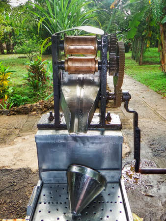 mechanism for manually squeezing juice from the stalks of sugar caneの写真素材