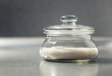 Glass jar with sugarの写真素材