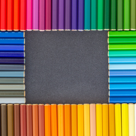 ?olored pencils with dark backgroundの写真素材