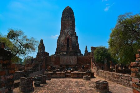 The area that would have been a grand hall of Wat Phraram Temple, Ayutthaya, Thailandの写真素材
