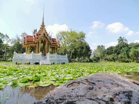 Thai pavilion in lotus pond.の素材
