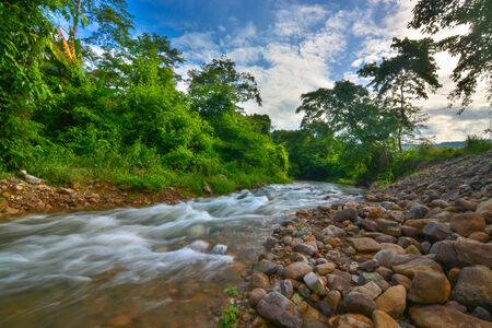 Rocky stream in Khao Yai National Park during rainy season, Thiland の写真素材