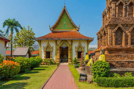 Wat Phrathat Hariphunchai Woramaha Vihan, Buddhis temple in Lamhun, Thailand.の写真素材