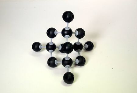 Molecule model of diamond crystal showing the bond between the carbon atoms. の写真素材