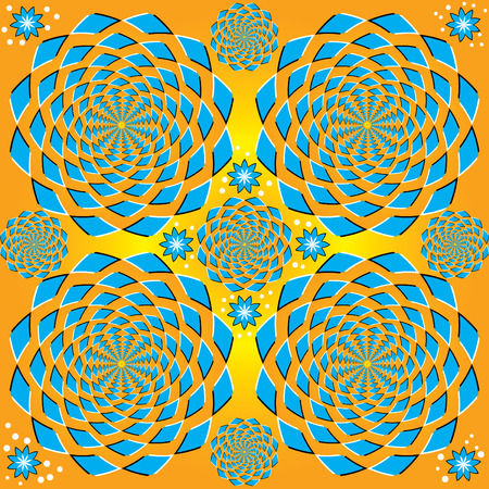 Spinning Blue Floral  (motion illusion)のイラスト素材