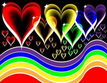 Rainbow Heartsのイラスト素材