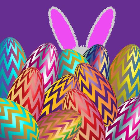 Easter Bunny and Eggsのイラスト素材