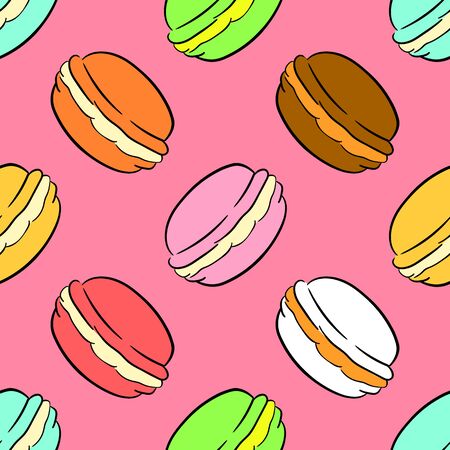 Colorful Tart Macarons Pattern, Seamless Pattern, Vector Illustration EPS 10.のイラスト素材