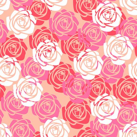 Abstract Seamless Roses Flower Pattern, Romantic Background, Vector Illustration EPS 10.のイラスト素材