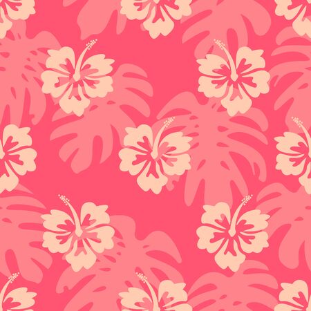 Hibiscus Flower Pattern, Seamless Pattern, Vector Illustration EPS 10.のイラスト素材