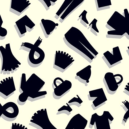 Seamless Cloths Icon Pattern, Black Friday Theme. Black And White color. Vector Illustration EPS 10.のイラスト素材