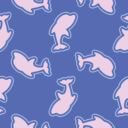 Seamless White Dolphin Pattern Blue Background. Vector Illustration EPS 10.のイラスト素材