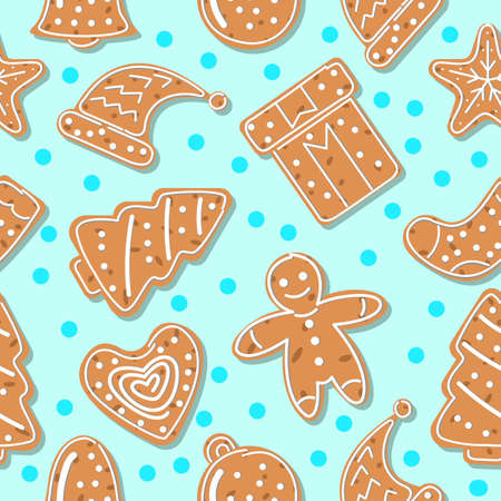 Seamless Ginger Biscuit Christmas Theme Pattern.のイラスト素材