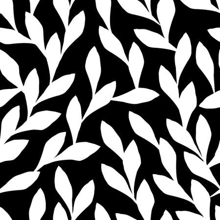 Silhouette Tropical Vine Leaves Pattern, Seamless Pattern, Vector Illustrationのイラスト素材