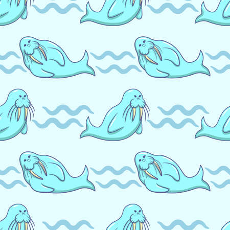 Seamless Walrus Animal Pattern.のイラスト素材
