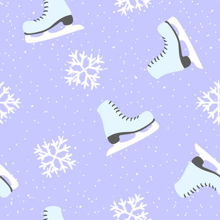 Abstract Ice Skating Boots And Snowflakes Pattern, Seamless Pattern, Vector Illustration EPS 10.