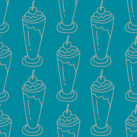 Abstract Smoothies And Cherry Pattern, Doodle Illustration, Vector Illustration EPS 10.のイラスト素材