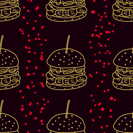 Abstract Seamless Hamburgers Pattern, Fast Food Pattern, Vector Illustration EPS 10.のイラスト素材