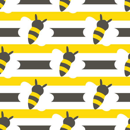 Abstract Striped Bees Pattern, Seamless Pattern, Vector Illustration EPS 10.のイラスト素材