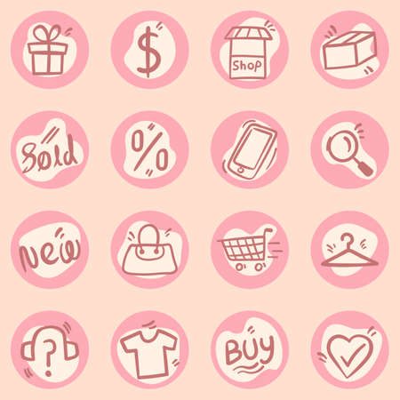Icons Stories Online Shop Illustrationのイラスト素材