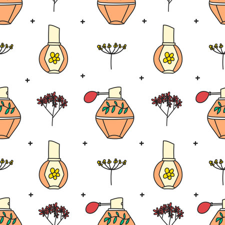 Perfumes Illustration, Seamless Pattern, Vector Illustration EPS 10.のイラスト素材