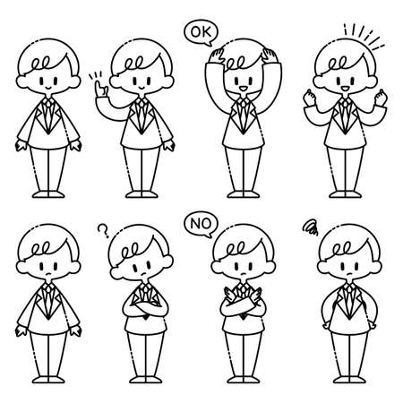 Various poses of women in suitsのイラスト素材