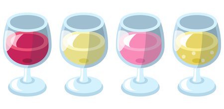 Set of drinks in a wine glassのイラスト素材
