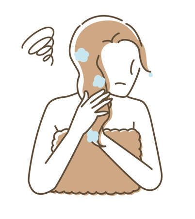 Simple and girly woman illustration (trouble)のイラスト素材