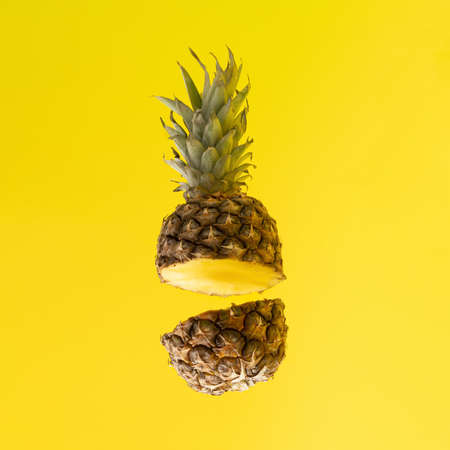 creative concept of red easter egg with rabbit shadow on yellow background . minimal composition.