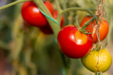 Tomato plant disease. Physiological disorder in tomato, caused by calcium deficiency.の写真素材