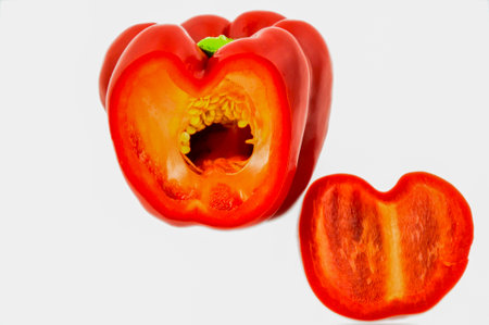 Red Bell Pepper Isolated On White Backgroundの写真素材