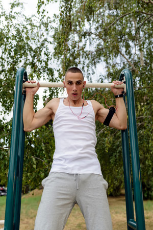 Young athletes train at the gym in the open