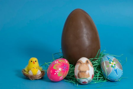 Easter Egg on Blue Background