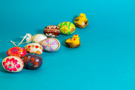 Easter Egg on Blue Background