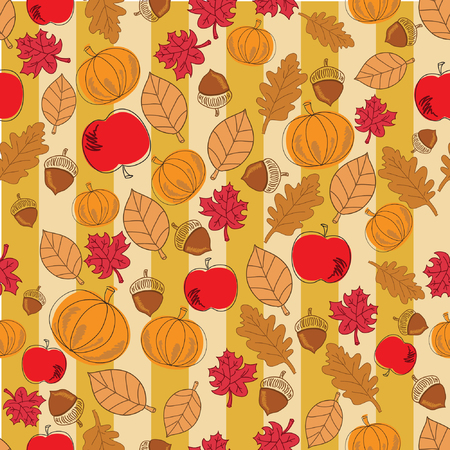 Autumn Thanksgiving Seamless Patternのイラスト素材