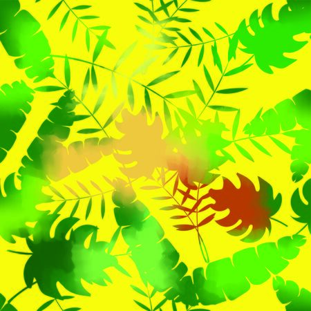 Multiple watercolor leaves seamlessのイラスト素材