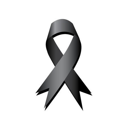 Black ribbon vector, mourning and melanoma signのイラスト素材