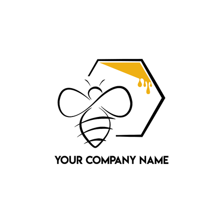Honey Bee Logo on plain background.のイラスト素材