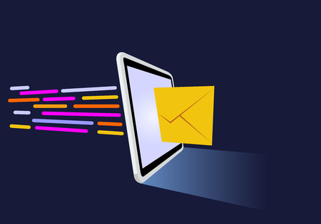 Illustration of get Email from digital internet via tablet deviceのイラスト素材