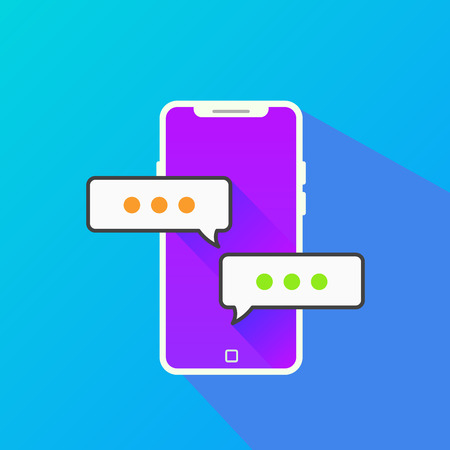 Chat bubble messages software in modern mobile phoneのイラスト素材