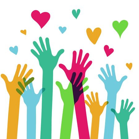 Vector illustration of a volunteer offering assistance. Suitable for humanitarian movement campaigns, donation activities, and charity fundraising. Abstract illustration of a charity movement.のイラスト素材