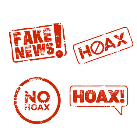 Vector illustration of a hoax news stop label stamp. Suitable for campaigns to stop fake news. "No hoax" label sticker template with a grunge and rusty effect.のイラスト素材